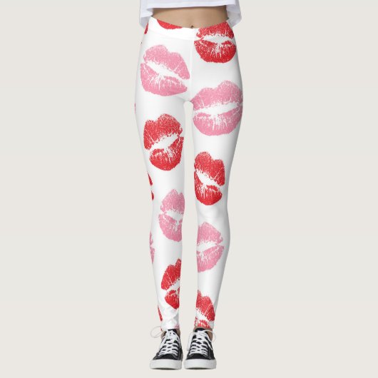 Lippen, rot und rosa, Lippenmuster, Lippenstift, K Leggings (Vorderseite)