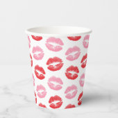 Lippen, rot und rosa, Lippenmuster, Lippenstift, K Pappbecher (Vorderseite)