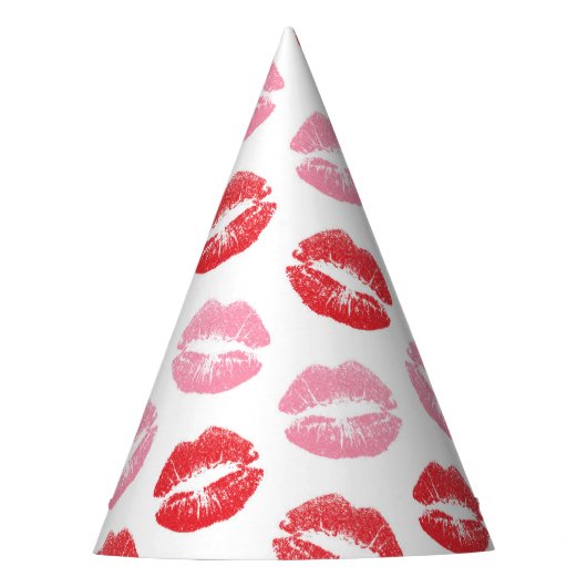 Lippen, rot und rosa, Lippenmuster, Lippenstift, K Partyhütchen (Vorderseite)