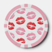 Lippen, rot und rosa, Lippenmuster, Lippenstift, K Pokerchips (Vorderseite)
