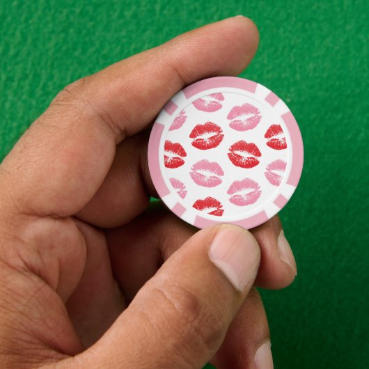 Lippen, rot und rosa, Lippenmuster, Lippenstift, K Pokerchips (Hand)