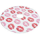 Lippen, rot und rosa, Lippenmuster, Lippenstift, K Polyester Weihnachtsbaumdecke (Schrägansicht)