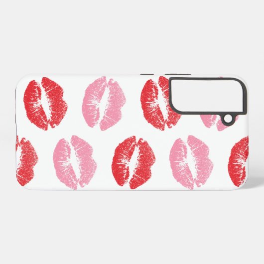 Lippen, rot und rosa, Lippenmuster, Lippenstift, K Samsung Galaxy Hülle (Rückseite (Horizontal))