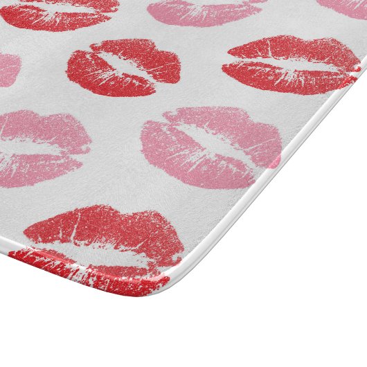 Lippen, rot und rosa, Lippenmuster, Lippenstift, K Schneidebrett (Ecke)