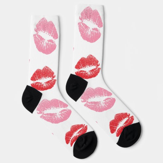 Lippen, rot und rosa, Lippenmuster, Lippenstift, K Socken (Rechts)