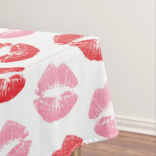 Lippen, rot und rosa, Lippenmuster, Lippenstift, K Tischdecke