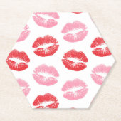Lippen, rot und rosa, Lippenmuster, Lippenstift, K Untersetzer (Vorderseite)