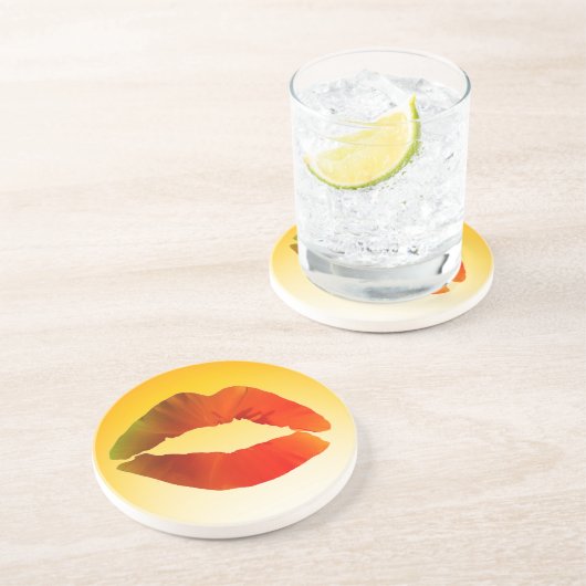 Lippen, Sexy Mouth Sandstone Drink Untersetzer (Seite)