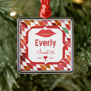 Lippen Sweet 16 Vintag Retro Ornament Aus Metall