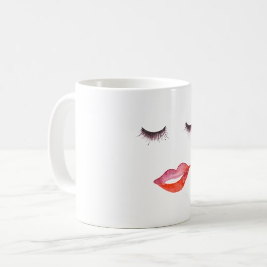 Lippen und Augenlider Kaffeetasse (Vorderseite Links)