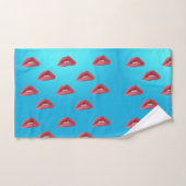 Lippen und blauer Hintergrund Badhandtuch Set (Handtuch)