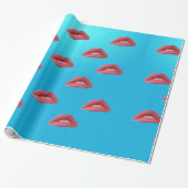 Lippen und blauer Hintergrund Geschenkpapier (Ungerollt)