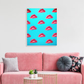 Lippen und blauer Hintergrund Leinwanddruck (Insitu (Wohnzimmer))