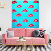 Lippen und blauer Hintergrund Leinwanddruck (Insitu (Wohnzimmer))