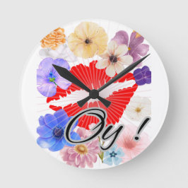 Lippen und Blume Runde Wanduhr