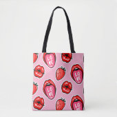 Lippen und Erdbeeren Tasche (Vorderseite)