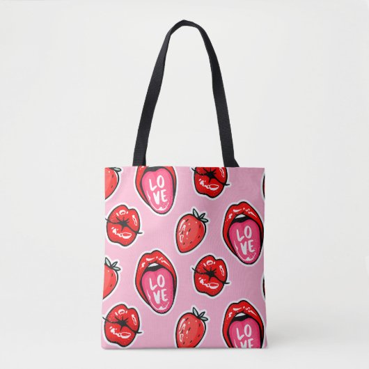 Lippen und Erdbeeren Tasche (Vorderseite)