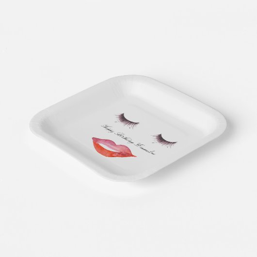 Lippen und Eyelashes Pappteller (Gewinkelt)