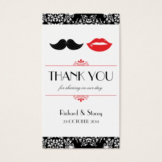Lippen und Gastgeschenk Hochzeit-Tags (Damask) (Vorderseite)