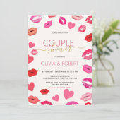 Lippen und Herzen Dusche Lucca Einladung (Stehend Vorderseite)