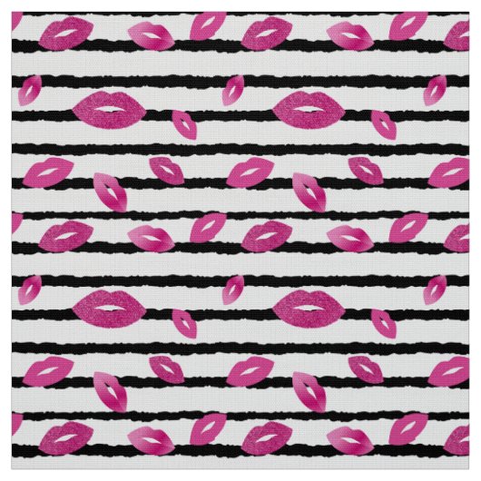 Lippen und Lippenstift mit rosa Glitzer Stoff (Muster)