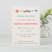 Lippen und Mustache Bridal Dusche Einladung (Stehend Vorderseite)