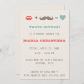 Lippen und Mustache Bridal Dusche Einladung (Vorne/Hinten)