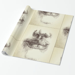 Lippen- und Nasen-Bleistiftzeichnung - Geschenkpap Geschenkpapier