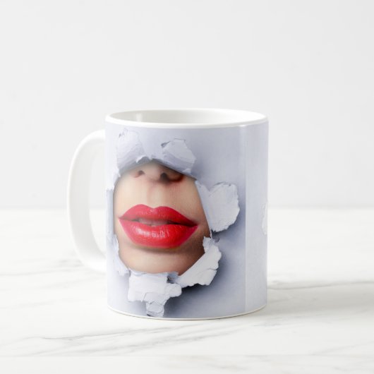 Lippen und Nasenoptik Kaffeetasse (Vorderseite Links)