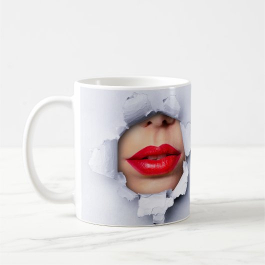Lippen und Nasenoptik Kaffeetasse (Links)