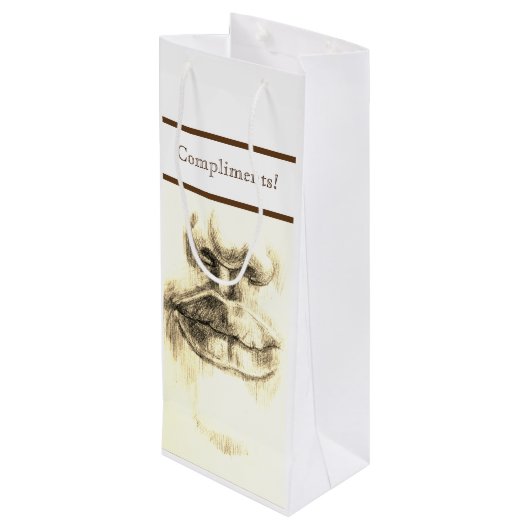 Lippen- und Nasenstifte Zeichnend Geschenktasche Geschenktüte Für Weinflaschen (Rückseite Schrägansicht)