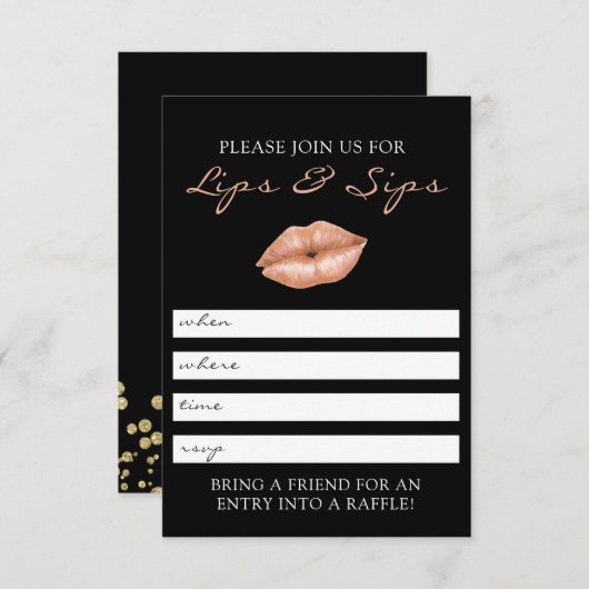 Lippen und Sips Lipsense Party Einladung (Vorne/Hinten)