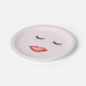 Lippen- und Wimper-Aquarell Pappteller (Schrägansicht)