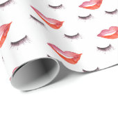 Lippen und Wimpern Geschenkpapier (Rolleneckpunkt)