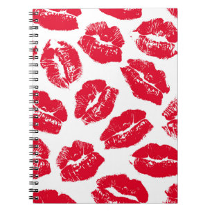 Lippenabdruck Küssrote Lippen: Nahtloser Vintage-S Notizblock