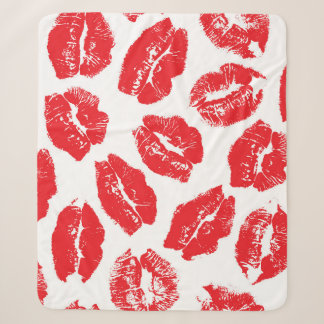 Lippenabdruck Küssrote Lippen: Nahtloser Vintage-S Sherpadecke