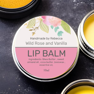 Lippenbalsam Rosa Floral Klassischer runder Aufkle Aufkleber