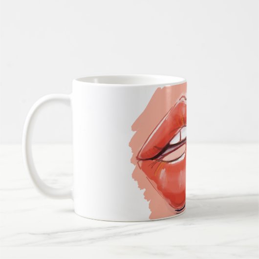 Lippenbeißen Kaffeetasse (Links)