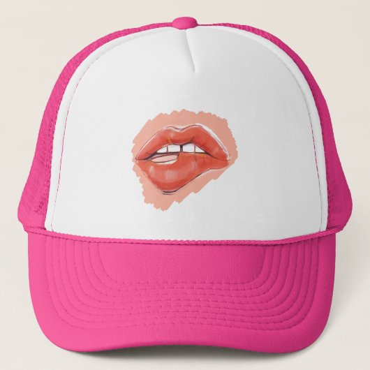 Lippenbeißen Truckerkappe (Vorderseite)