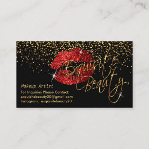 Lippenfarbe mit Gold Confetti und Hübsche Rote Li Visitenkarte