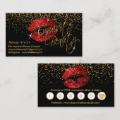 Lippenfarbe mit Gold Confetti und Hübsche Rote Lip Visitenkarte (Vorne/Hinten)