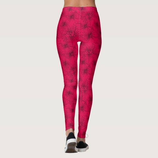 Lippenfarbene schwarze Leggings (Rückseite)