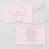 Lippenfüller Aftercare Instruction Business Card Visitenkarte (Vorne/Hinten)