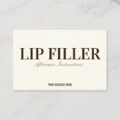 Lippenfüller Aftercare Instruction Business Card Visitenkarte (Vorderseite)