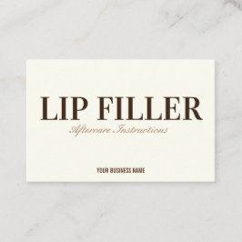 Lippenfüller Aftercare Instruction Business Card Visitenkarte
