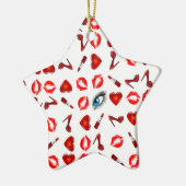 Lippenkuss-Chic Keramik Ornament (Links)