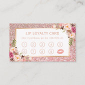 Lippenloyalty Card | Rosa Rose Gold Glitzer Treuekarte (Vorderseite)