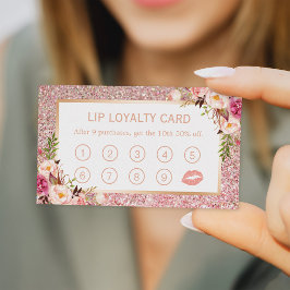 Lippenloyalty Card | Rosa Rose Gold Glitzer Treuekarte