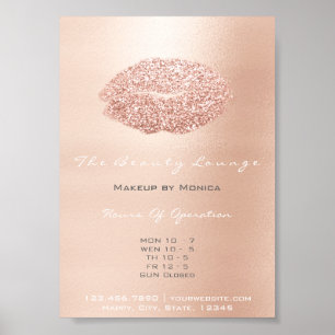 Lippenmake-upkünstler-Glitzer-Rosen-Goldgrauer Poster