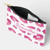 Lippenmuster Rosa & Weiß Zubehörtasche (Offen)